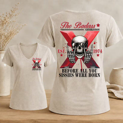 The Badass Generation Custom Year Gen X  Woman's V-neck
