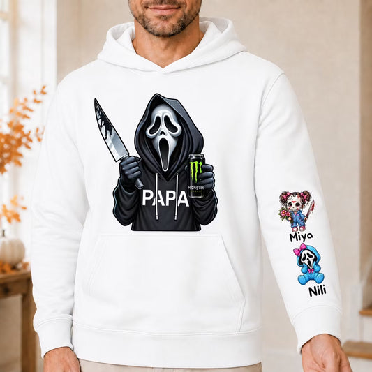 Custom Halloween DAD Sweatshirt with Names on the Sleeve
