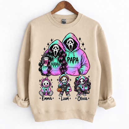 Custom Ghostface Mama&Papa Sweatshirt with Kids Name