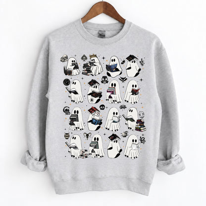 Ghosts Reading Dark Romance Series Books Crewneck