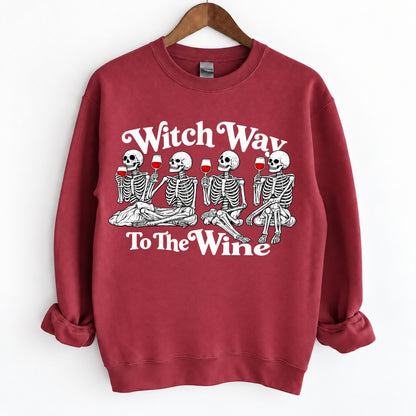 Witch Way To The Wine Skeleton Halloween Shirts