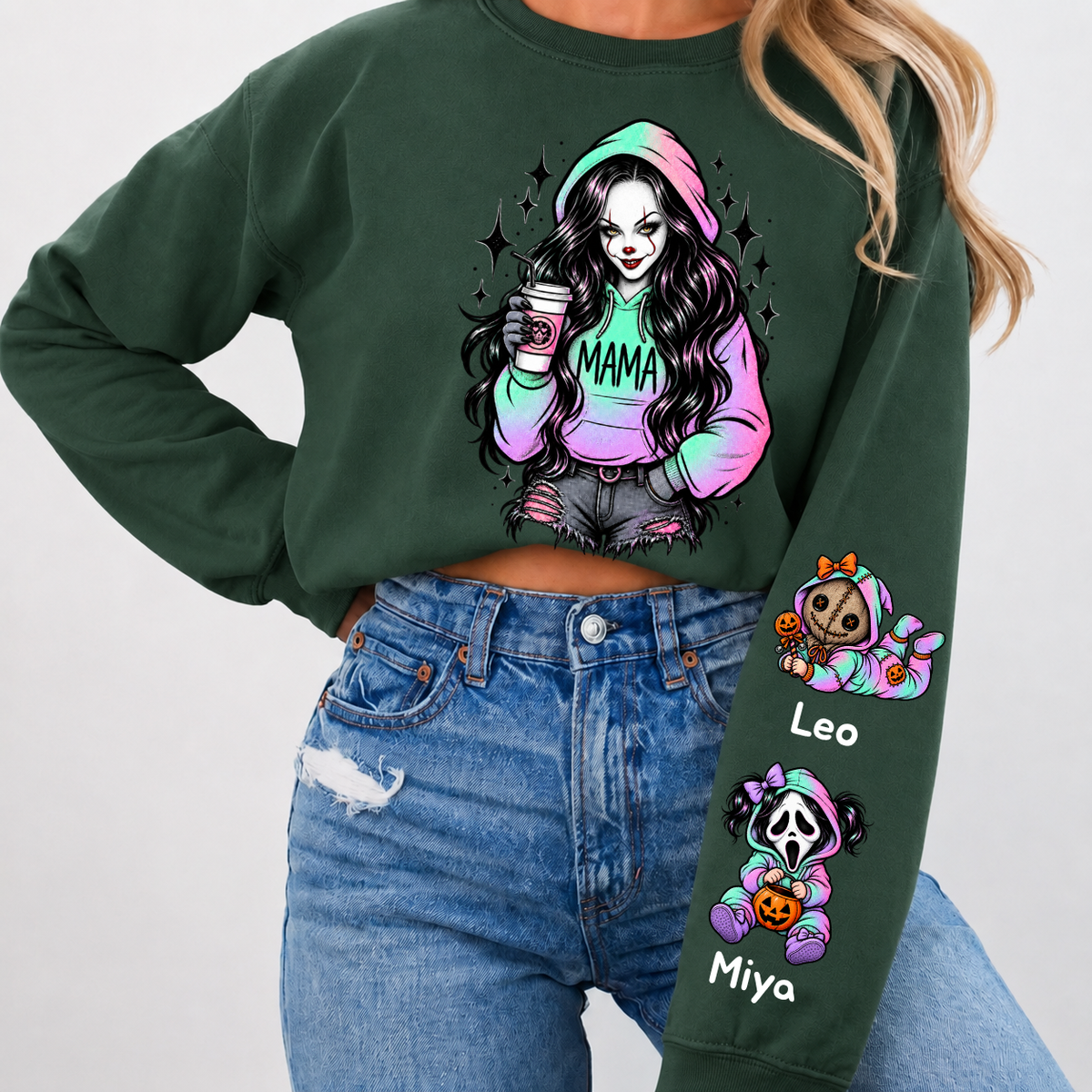 Custom PennyWise Mama Sweatshirt with Kids Name