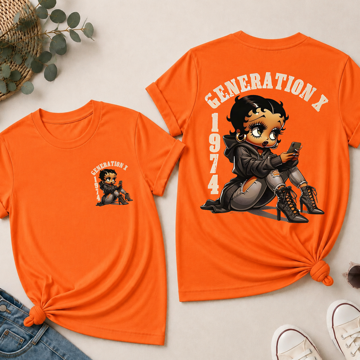 Custom Gen X Birth Year Sassy Cartoon Doll T-Shirt