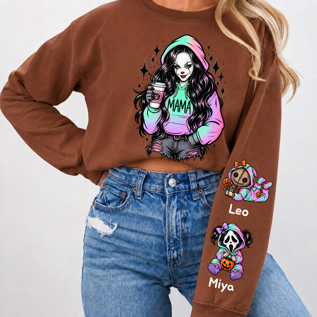 Custom PennyWise Mama Sweatshirt with Kids Name