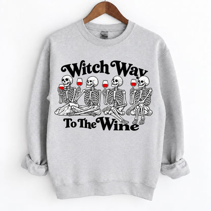 Witch Way To The Wine Skeleton Halloween Shirts