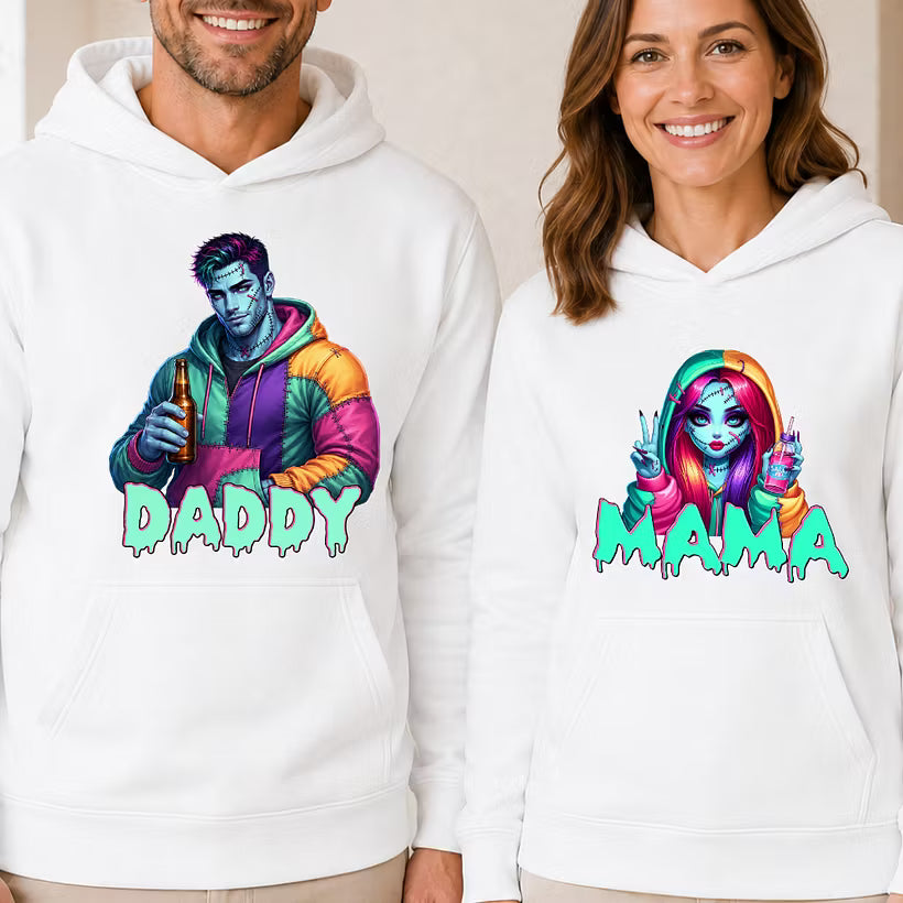 Custom Halloween MAMA Sweatshirt with Names on the Sleeve