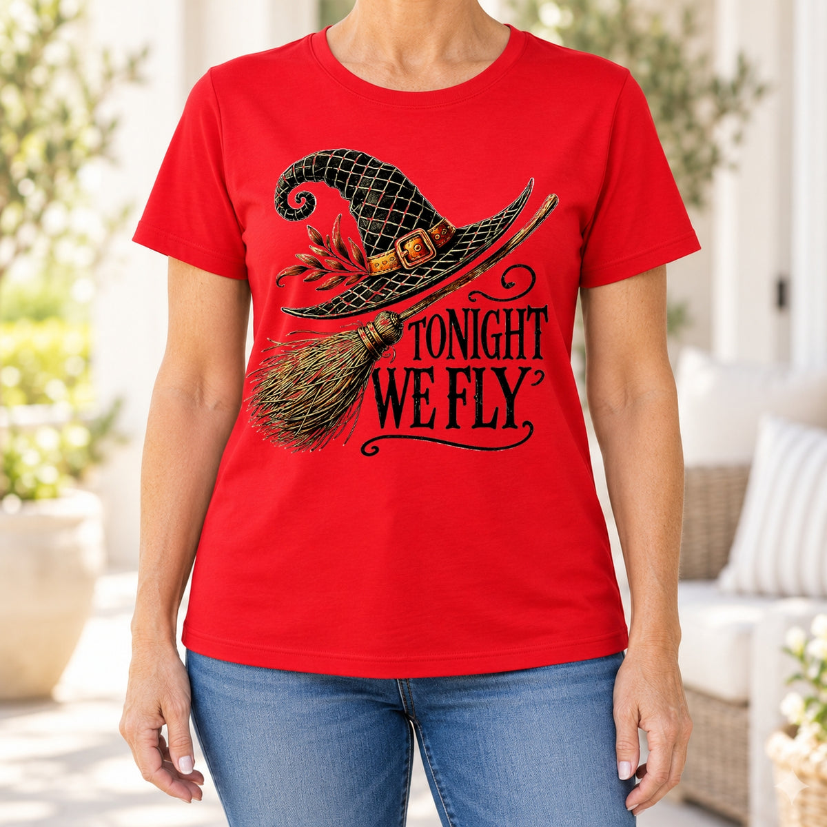 Tonight We Fly Witch Hat Graphic T-Shirt