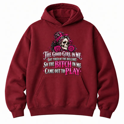 The Good Girl In Me Got Tired Sassy Skull Graphic Tee,Sweatshirt