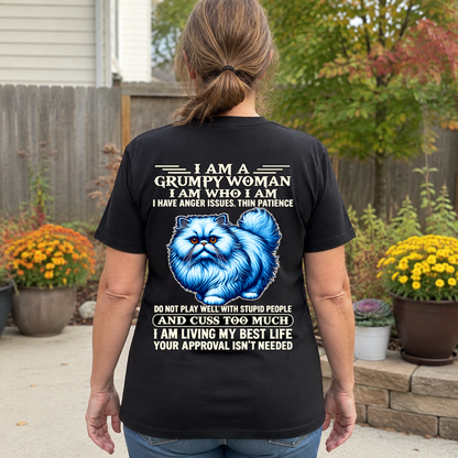 I Am A Grumpy Woman Fluffy Cat Woman's V-neck