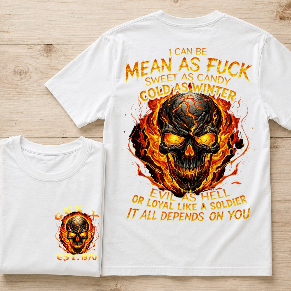Gen X Mean As Fuck Flaming Skull  EST Shirts