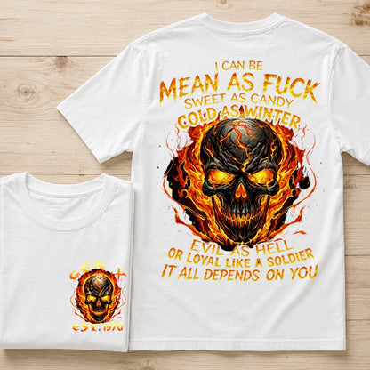Gen X Mean As Fuck Flaming Skull  EST Shirts