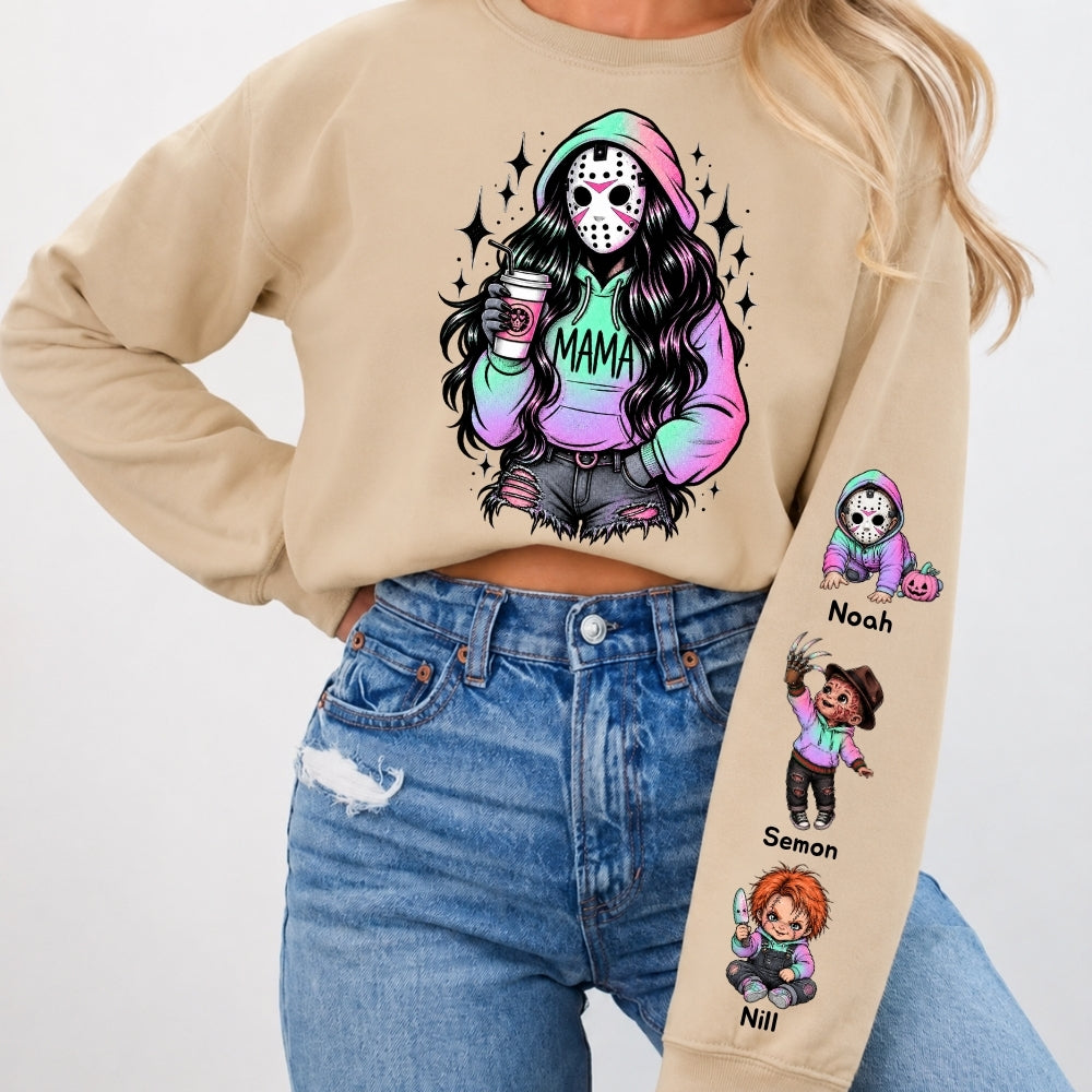 Custom Mama Sweatshirt with Kids Name on Sleeve