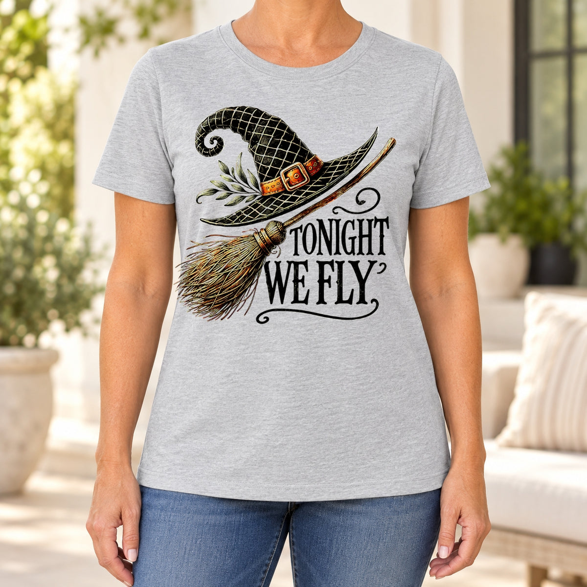 Tonight We Fly Witch Hat Graphic T-Shirt