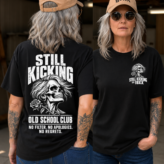 Still Kicking Old School Club Skull EST Shirts