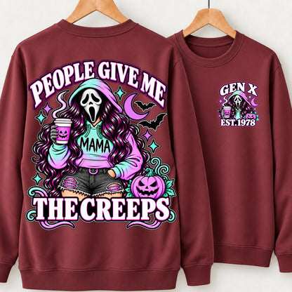 Gen X People Give Me the Creeps Halloween Ghostface Mama Custom Birth Year Sweatshirts