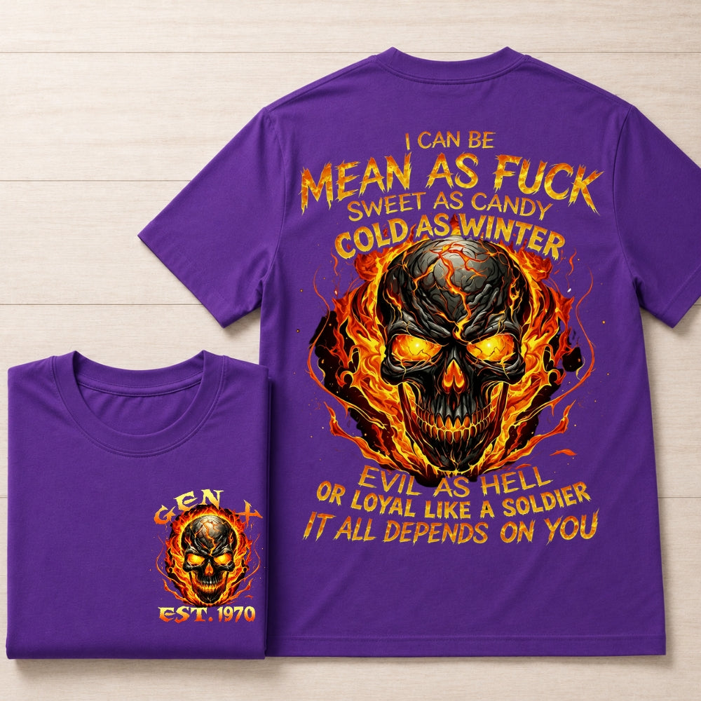 Gen X Mean As Fuck Flaming Skull  EST Shirts