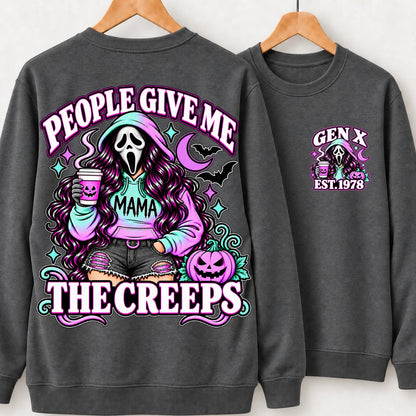 Gen X People Give Me the Creeps Halloween Ghostface Mama Custom Birth Year Sweatshirts