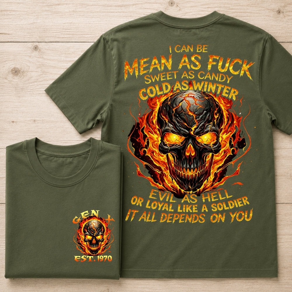 Gen X Mean As Fuck Flaming Skull  EST Shirts