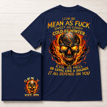Gen X Mean As Fuck Flaming Skull  EST Shirts