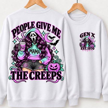 Gen X People Give Me the Creeps Halloween Ghostface Mama Custom Birth Year Sweatshirts