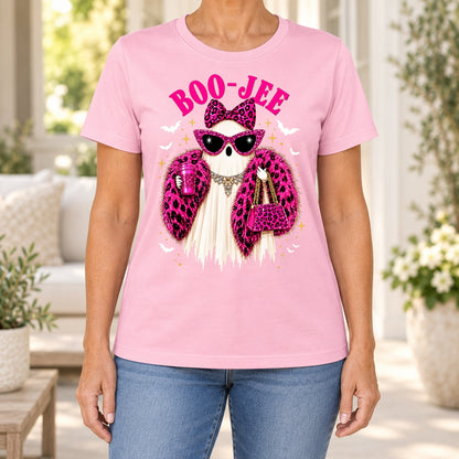 Funny Boujee Halloween Pink Leopard T-Shirt