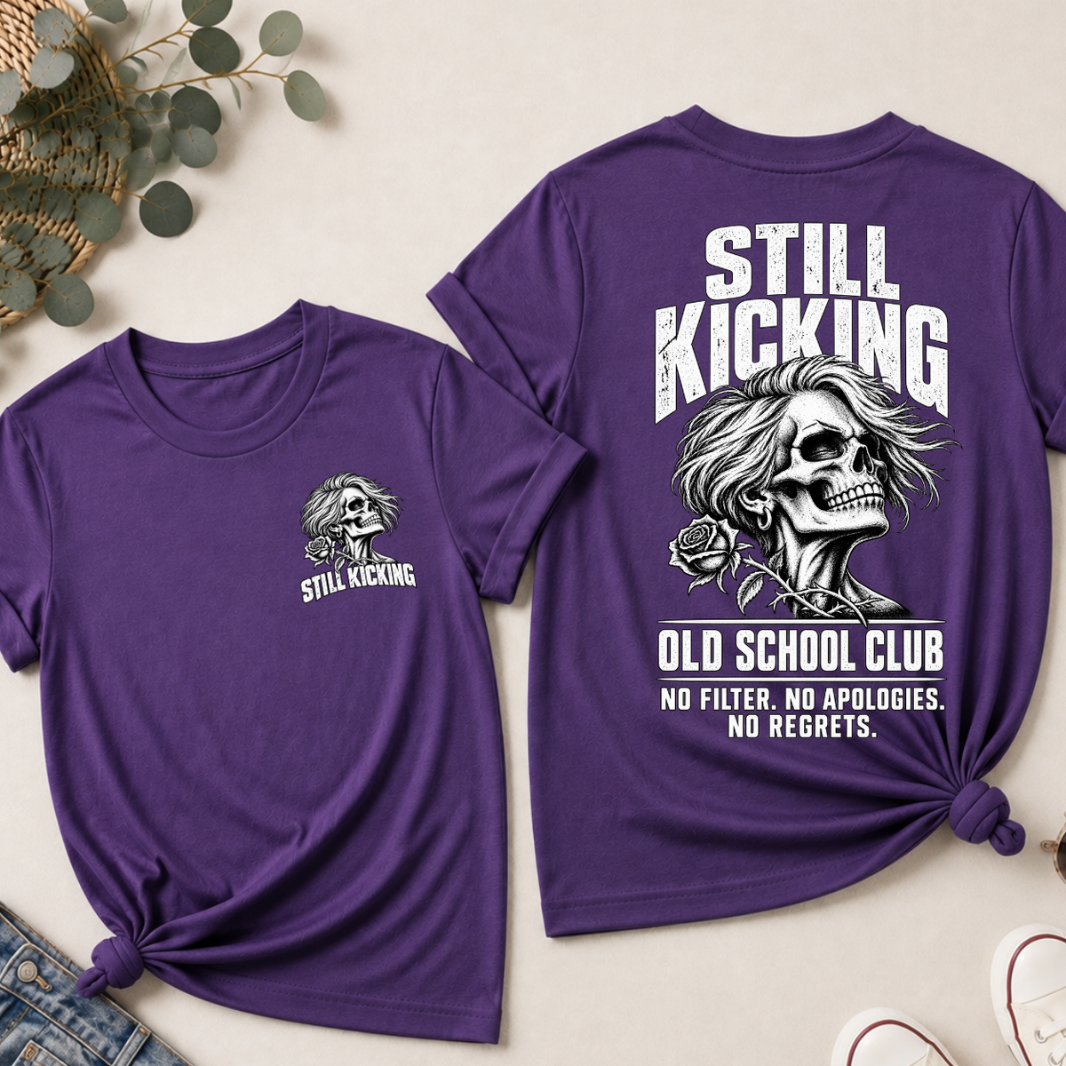 Still Kicking Old School Club Skull EST Shirts