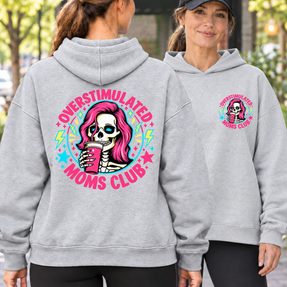 Overstimulated Moms Club Shirt - Retro Skeleton Mom Coffee Tee