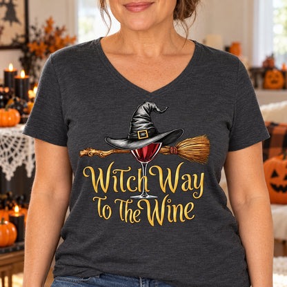 Funny Halloween Wine Lover Witch Way To The Wine Shirts