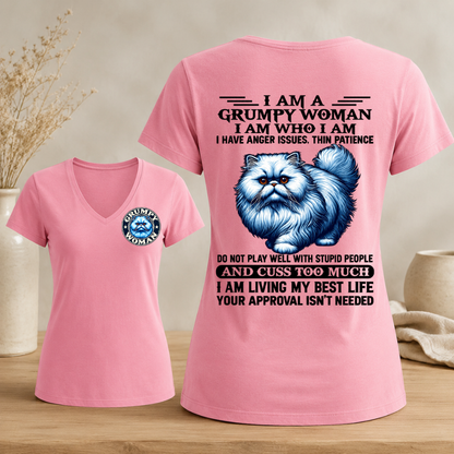 I Am A Grumpy Woman Fluffy Cat Woman's V-neck