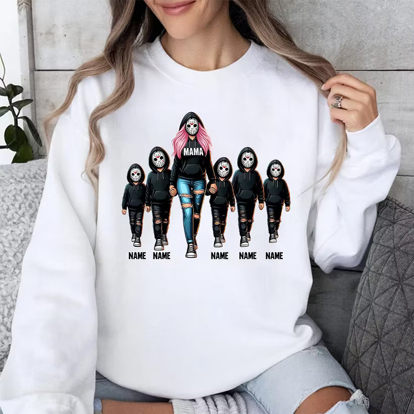 Halloween Custom Family Sweatshirt Mama With Kids Sweatshirt