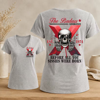 The Badass Generation Custom Year Gen X  Woman's V-neck