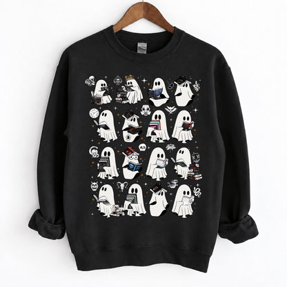Ghosts Reading Dark Romance Series Books Crewneck