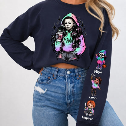 Custom Mama Sweatshirt with Kids Name on Sleeve