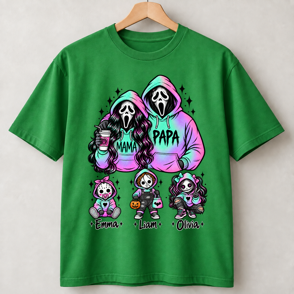 Custom Ghostface Mama&Papa Sweatshirt with Kids Name