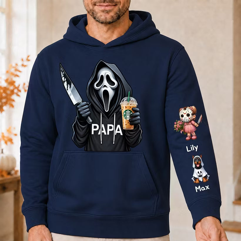 Custom Halloween DAD Sweatshirt with Names on the Sleeve
