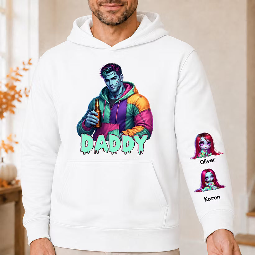 Custom Halloween MAMA Sweatshirt with Names on the Sleeve