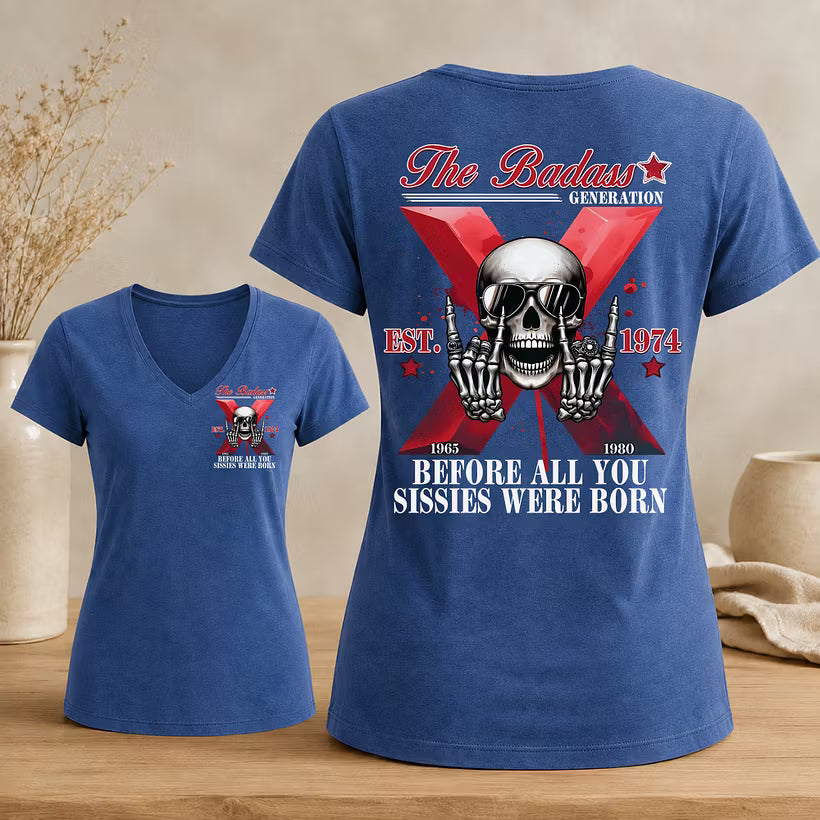 The Badass Generation Custom Year Gen X  Woman's V-neck