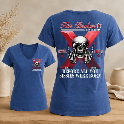 The Badass Generation Custom Year Gen X  Woman's V-neck