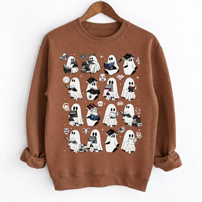 Ghosts Reading Dark Romance Series Books Crewneck