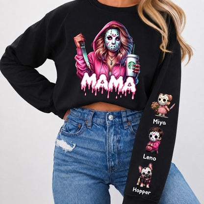 Horror MAMA with Kid's Names on the Sleeves Unisex Sweatshirt