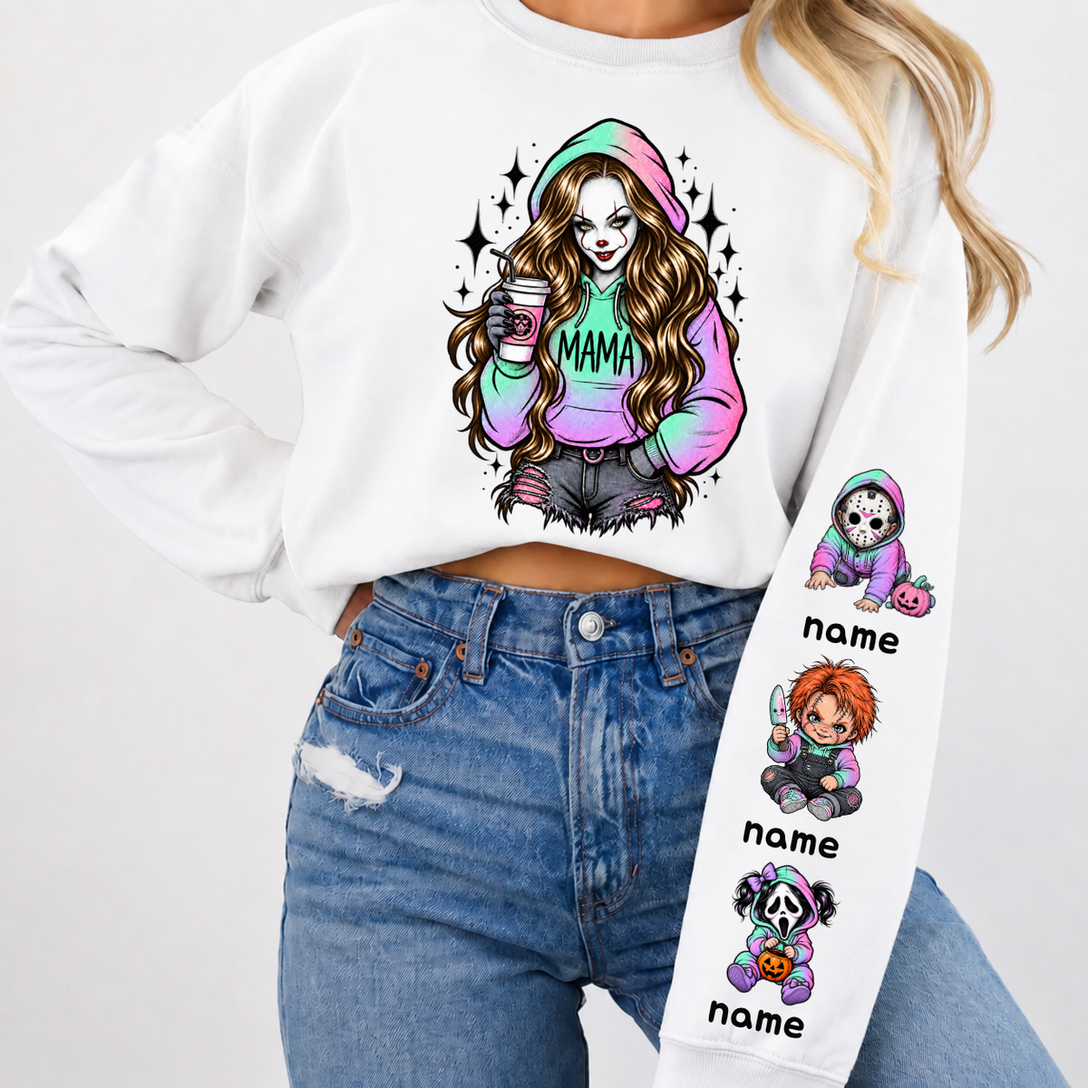 Custom PennyWise Mama Sweatshirt with Kids Name