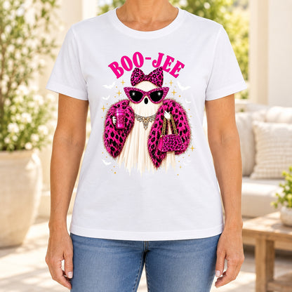 Funny Boujee Halloween Pink Leopard T-Shirt