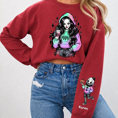 Custom Mama Sweatshirt with Kids Name on Sleeve