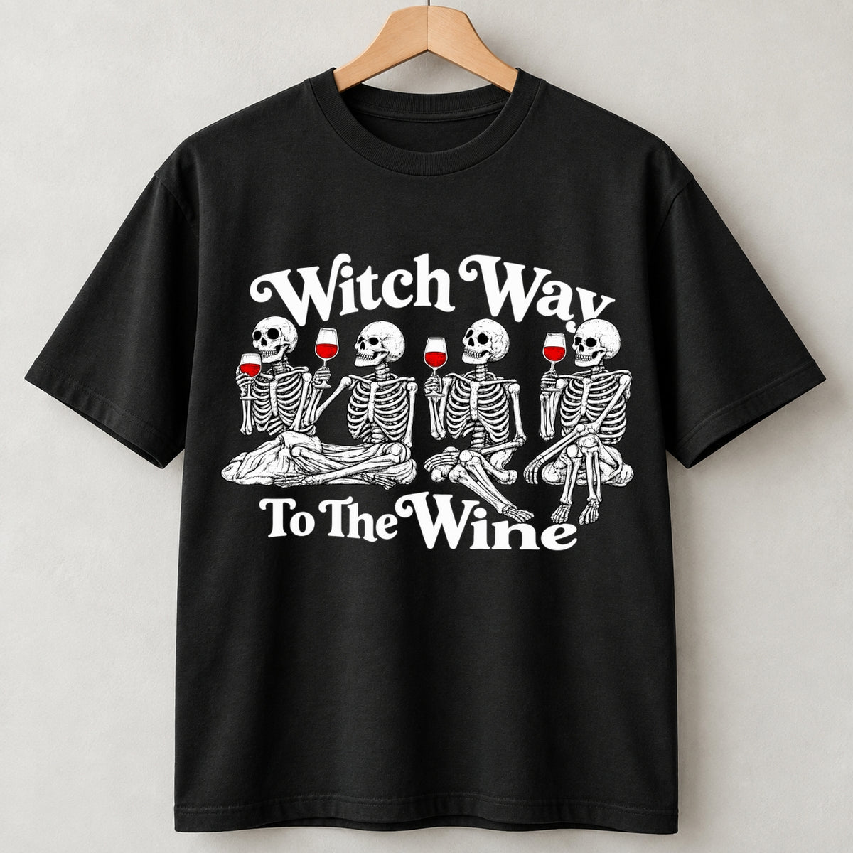 Witch Way To The Wine Skeleton Halloween Shirts