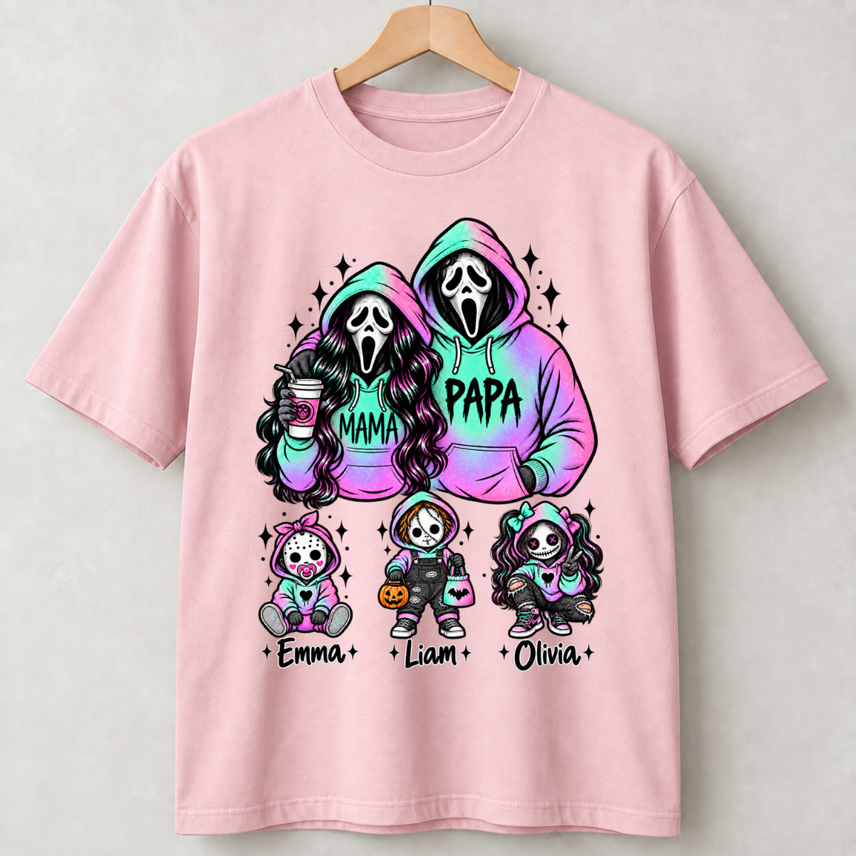 Custom Ghostface Mama&Papa Sweatshirt with Kids Name