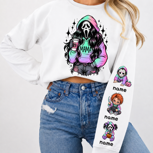 Custom Ghostface Mama Sweatshirt with Kids Name