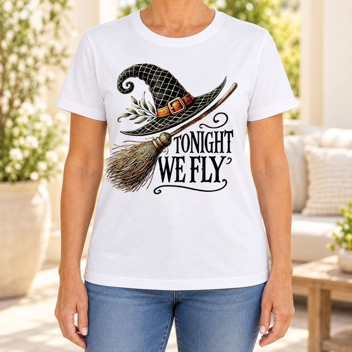 Tonight We Fly Witch Hat Graphic T-Shirt