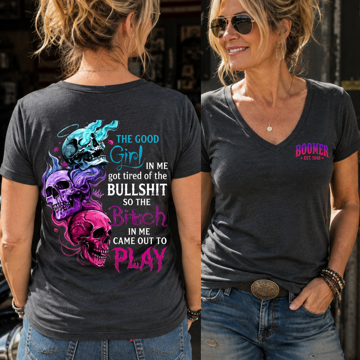 The Bitch In Me Came Out To Play Skull Custom Generation Shirts