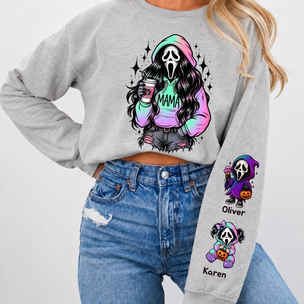 Custom Mama Sweatshirt with Kids Name on Sleeve