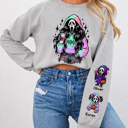 Custom Mama Sweatshirt with Kids Name on Sleeve